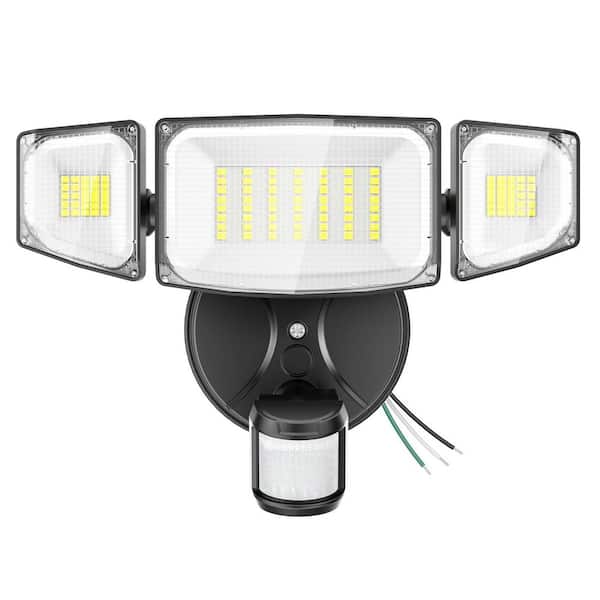 50 Watt Equivalent 5000 Lumen 180 Degree Black Motion Sensing Dusk to Dawn LED Flood Light Outdoor Hardwired