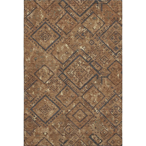 Mayfield Premium Machine Washable Abstract AMF2470 Paprika 5 ft. x 7 ft. 6 in. Area Rug