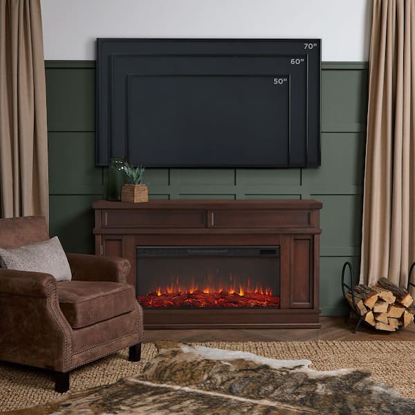 Real Flame Torrey 60 in. Freestanding Electric Fireplace in Dark