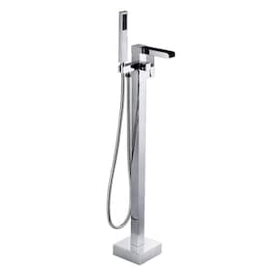 1-Handle Freestanding Claw Foot Tub Faucet with Hand Shower in Chrome