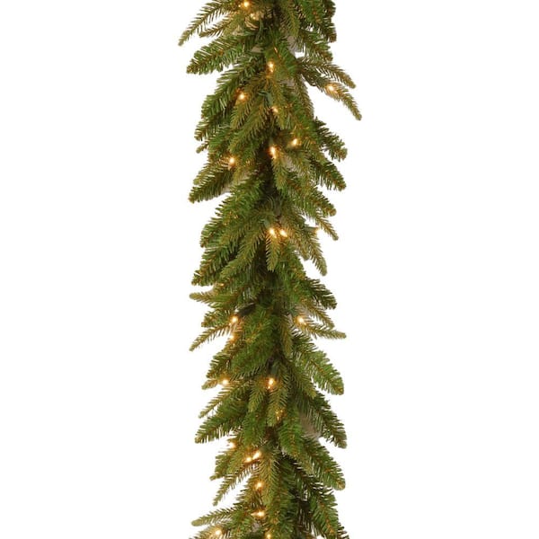 National Tree Company 9 ft. Feel-Real Fraser Grande Artificial Garland with 100 Clear Lights