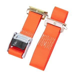 2 in. x 12 ft. 2000 lbs. Orange Cambuckle Ratchet Strap for X-Track/E-Track Systems (2-Pack)