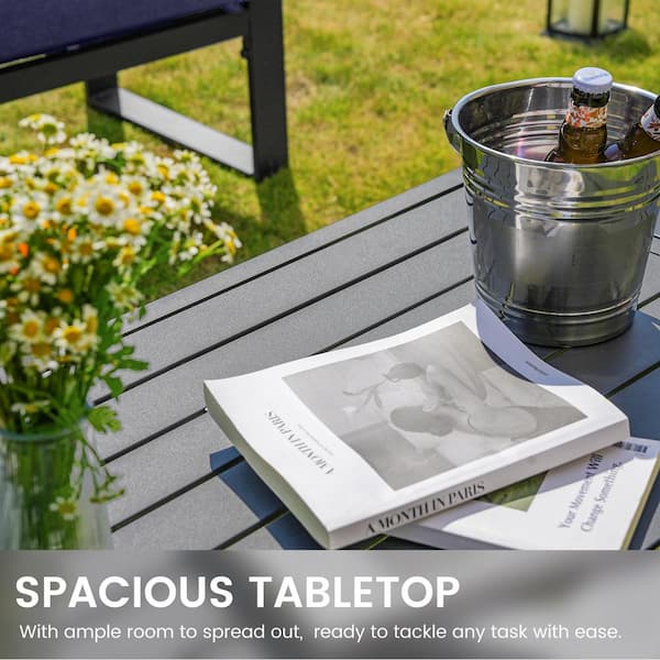 Outdoor Aluminum Coffee Table, All-Weather Modern Patio Coffee Table