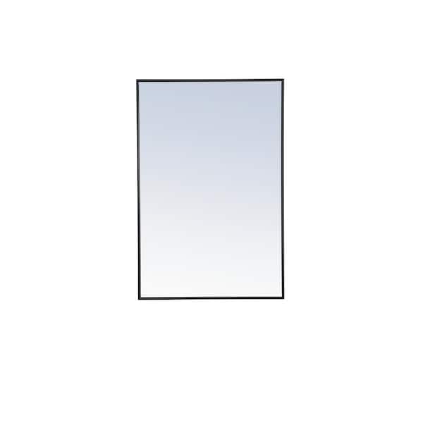 Unbranded Timeless Home 28 in. W x 42 in. H x Contemporary Metal Framed Rectangle Black Mirror