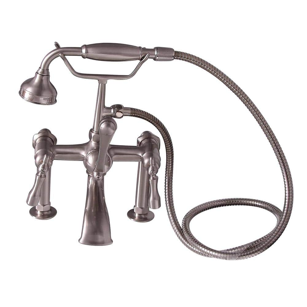 Barclay Products 3 Handle Rim Mounted Claw Foot Tub Faucet With Elephant Spout And Hand Shower 5016