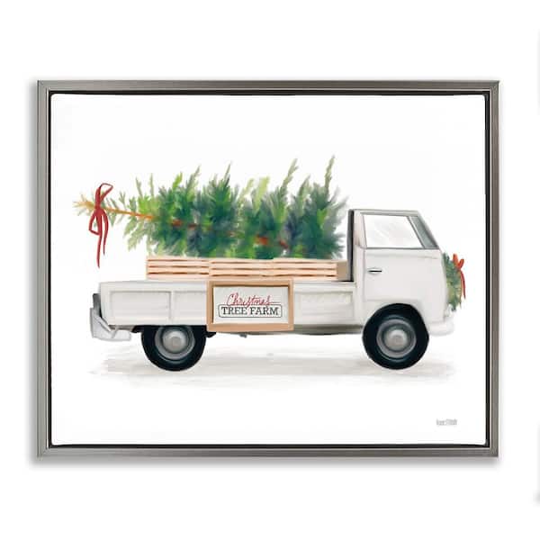 Stupell Industries Christmas Tree Farm Truck by House Fenway 1-Piece Floater Frame Graphic Print Travel Poster Art Print 21 in. x 17 in.