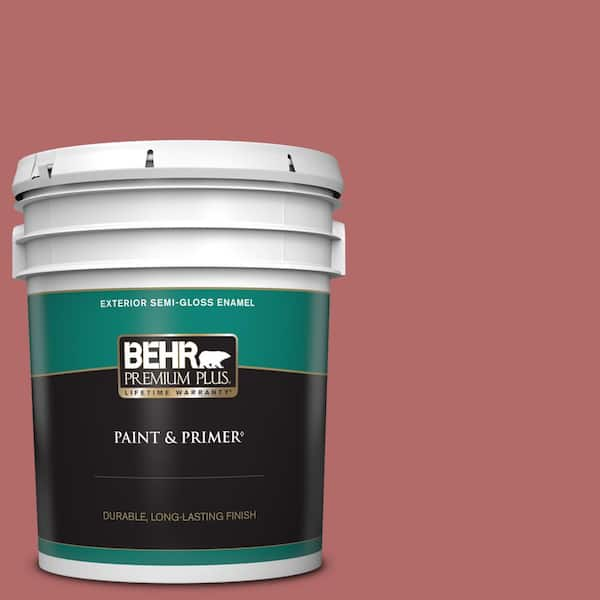 BEHR PREMIUM PLUS 5 gal. #PMD-12 Desert Rose Semi-Gloss Enamel Exterior Paint & Primer