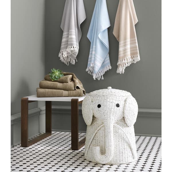 Home Decorators Collection Elephant White Woven Basket with Lid (18" W)