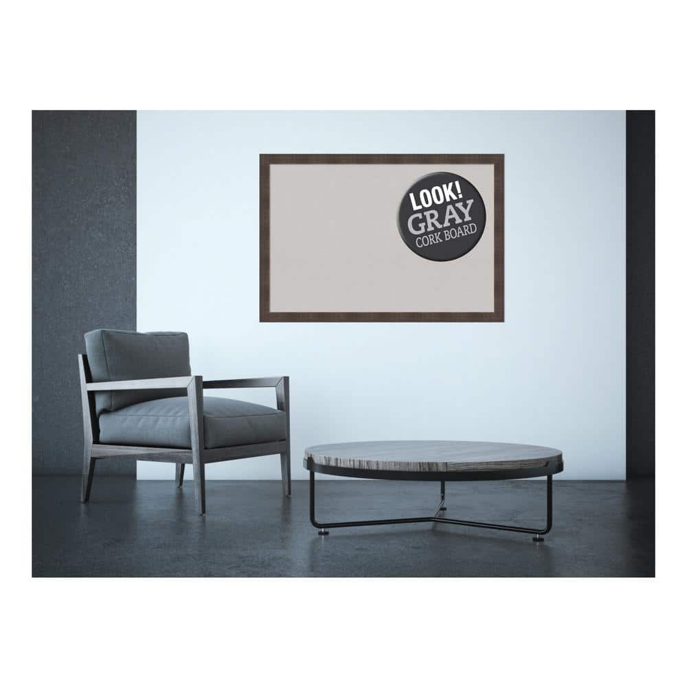 Amanti Art Whiskey Brown Rustic Wood 39 in. x 27 in. Framed Grey Cork Board  DSW3981299 The Home Depot