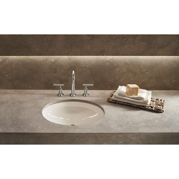 KOHLER Canvas Undercounter Cast Iron Sink Basin in Biscuit with Overflow Drain