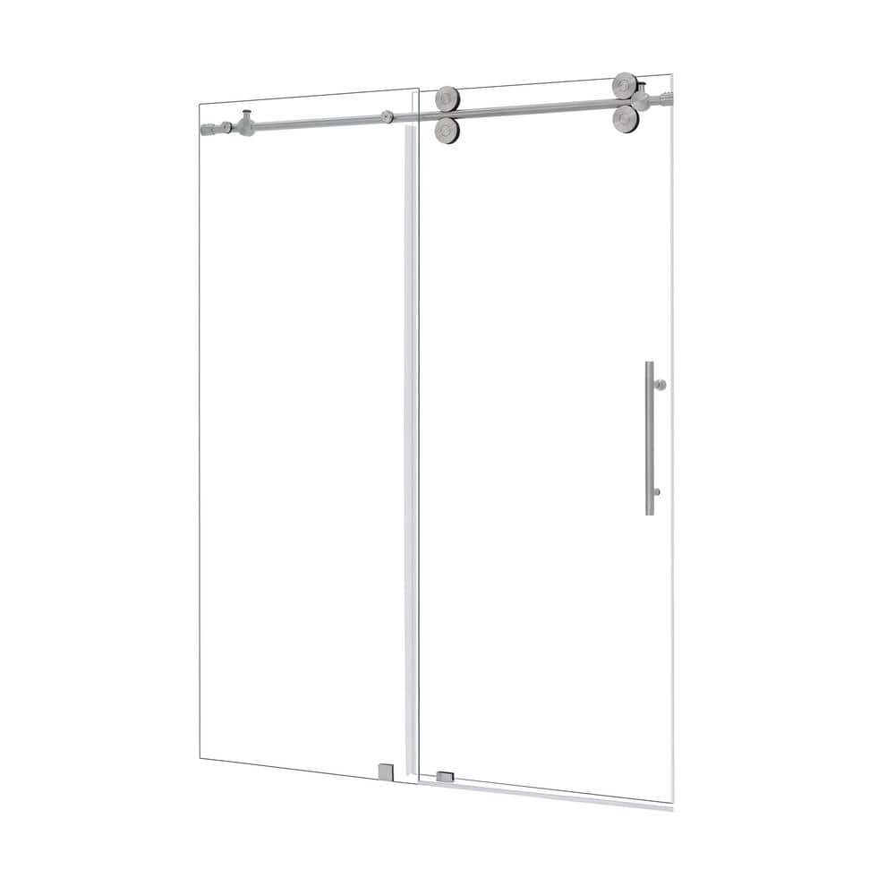 Lazaro 56" x 78" Nickel Frameless Sliding Shower Door