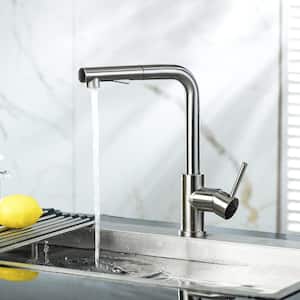 Lotus Single-Handle Pull Out Sprayer Kitchen Faucet with Supply Lines in Brushed Nickel