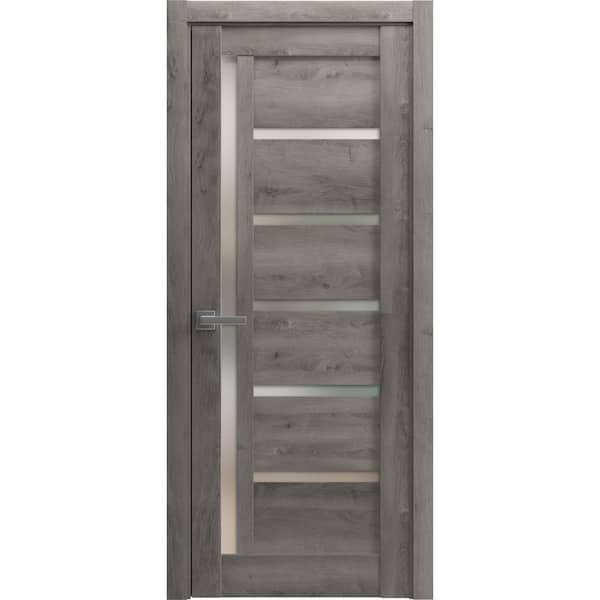 32 in. x 84 in. 1 Panel Nebraska Grey Finished Solid MDF Sliding Door with Hardware