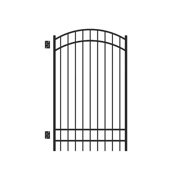 Barrette Outdoor Living Natural Reflections Standard-Duty 4 ft. W x 6 ft. H Black Aluminum Arched Pre-Assembled Fence Gate
