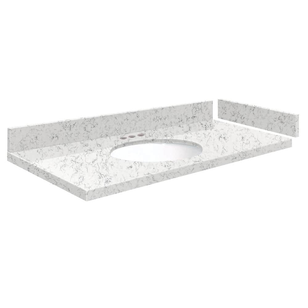 Silestone 37 in. W x 22.25 in. D Quartz White Round Single Sink Vanity Top in Lyra price history on PriceWatchPro