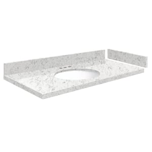 Silestone 37 in. W x 22.25 in. D Quartz White Round Single Sink Vanity Top in Lyra