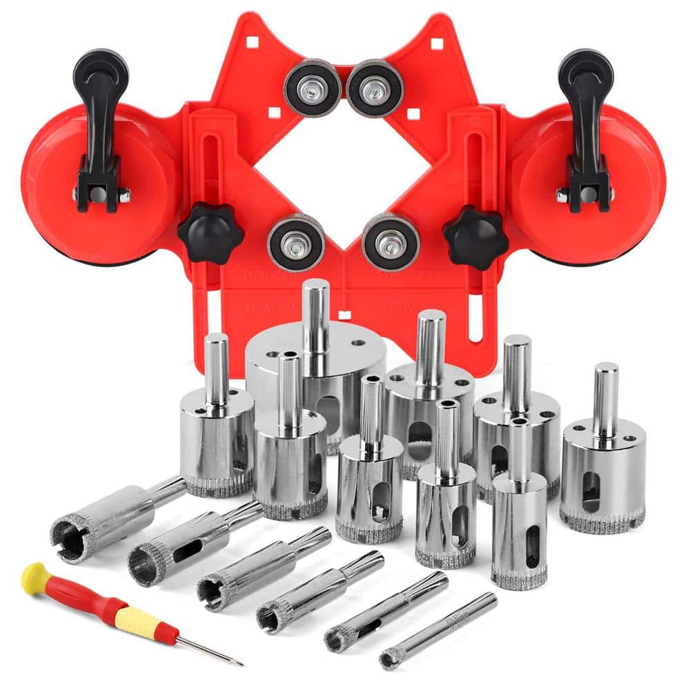 17 Piece 1/4 in. x 2 in. Diamond Hole Saw Kit, Dry Wet Brazing Tile Hole Sa