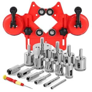 17 Piece 1/4 in. x 2 in. Diamond Hole Saw Kit, Dry Wet Brazing Tile Hole Saw Hole Saw Guide Ceramic Glass Marble Silver