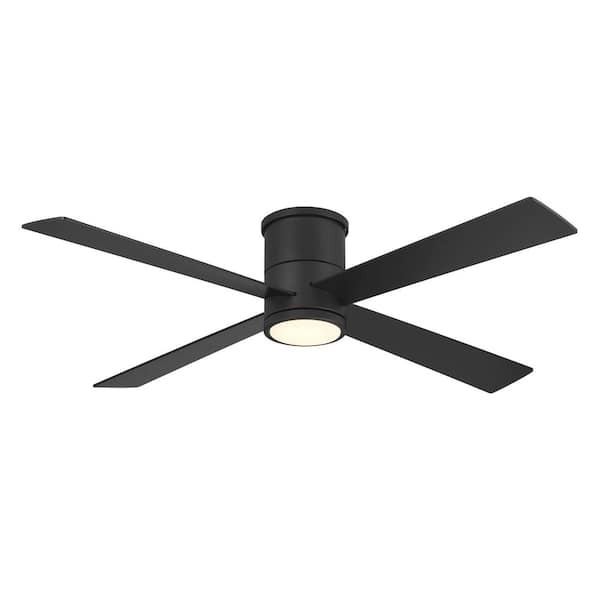 Falco Flush 54 in. Indoor Coal Black Low Profile Flush Mount Ceiling Fan with Integrated LED and Remote Control Included