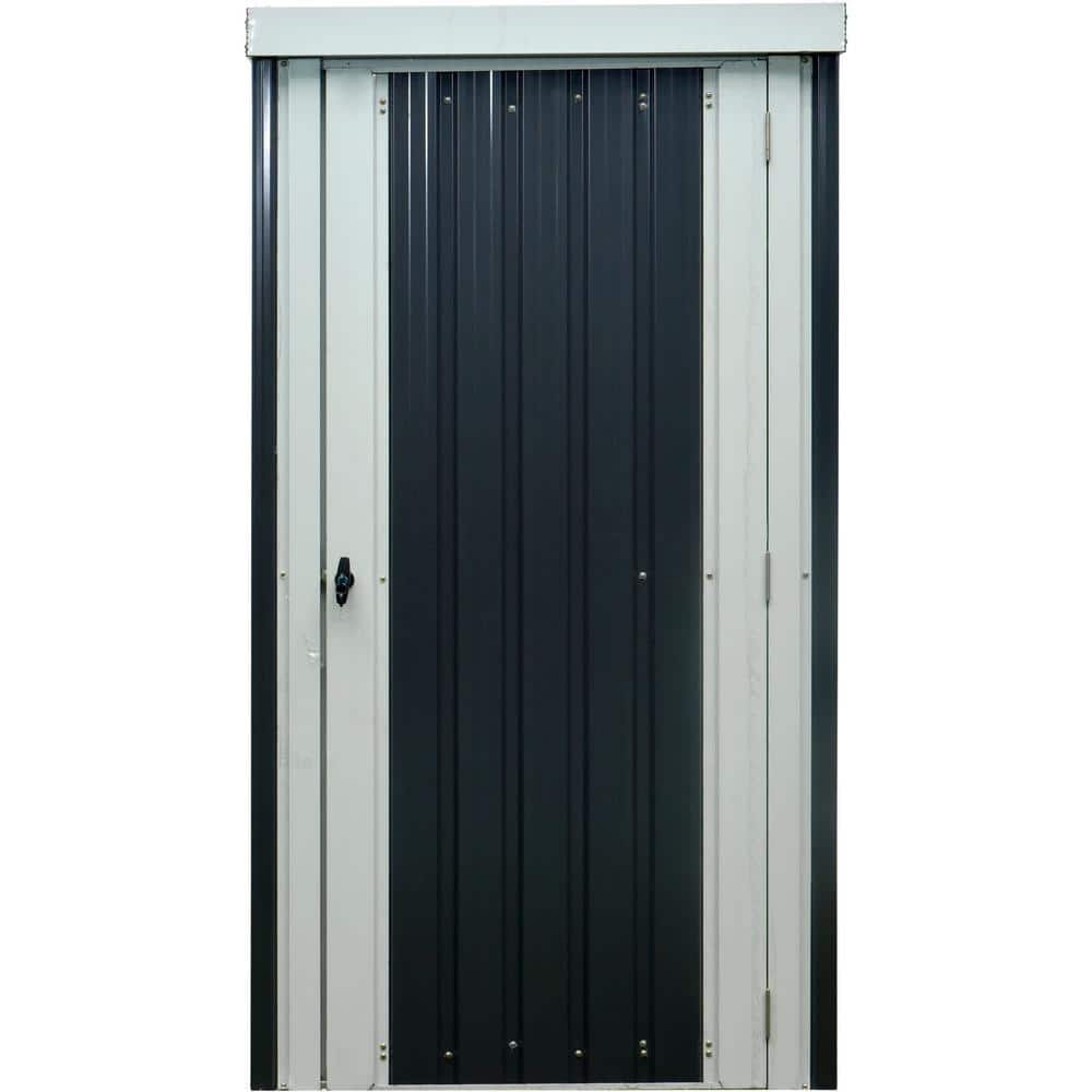 Hanover Dark Gray and White Galvanized Steel Patio Storage Shed