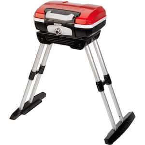 Petit Gourmet Portable Outdoor Propane Gas Grill in Red and Black with Versa Stand