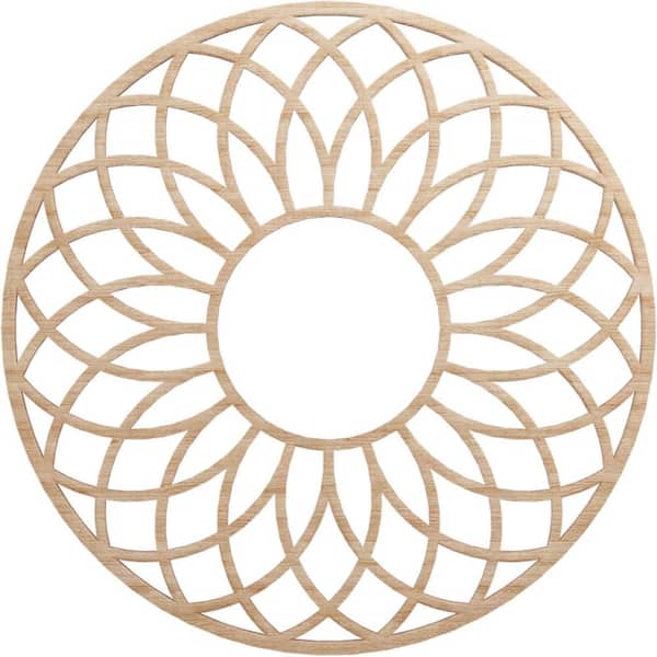 Ekena Millwork 24 in. x 24 in. x 1/4 in. Cannes Wood Fretwork Pierced Ceiling Medallion, Alder
