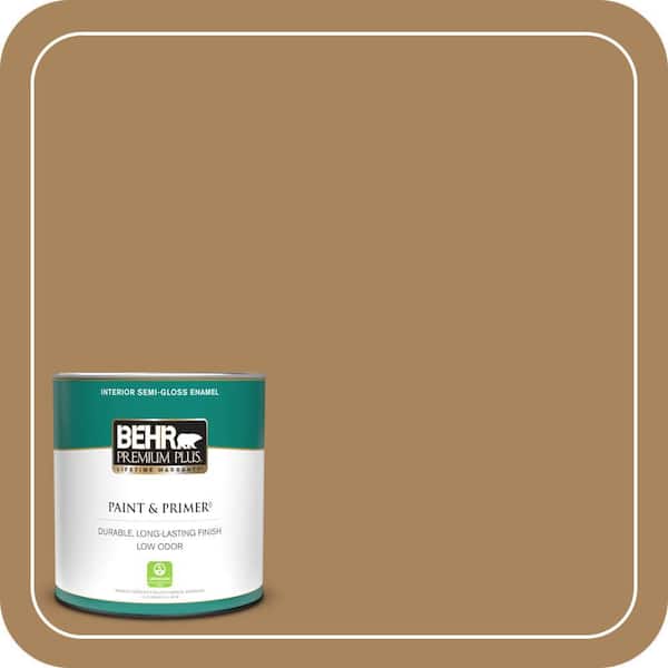 BEHR PREMIUM PLUS 1 qt. #N280-6 Temple Tile Semi-Gloss Enamel Low Odor Interior Paint & Primer