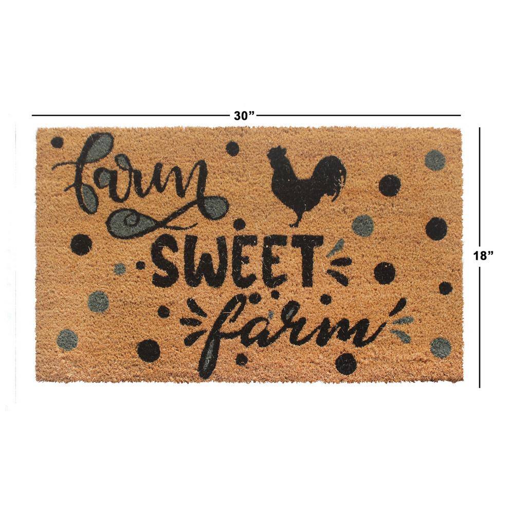 Farm Sweet Farm Multi-Color Coir Outdoor Doormat