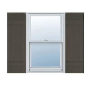 14 in. W x 39 in. H Vinyl Exterior Joined Board and Batten Shutters Pair in Musket Brown