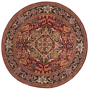 Classic Red/Navy 4 ft. x 4 ft. Round Border Area Rug