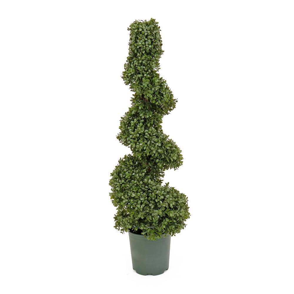 National Tree Company 44 in. Artificial Floral Arrangements Boxwood Spiral Topiary with Weighted Nursery Pot