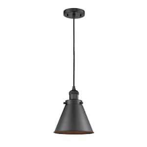 Appalachian 1-Light Matte Black Cone Pendant Light with Matte Black Metal Shade