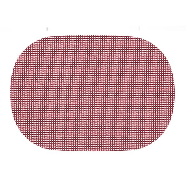 Kraftware Fishnet 17 in. x 12 in. Brick PVC Covered Jute Oval Placemat (Set of 6)