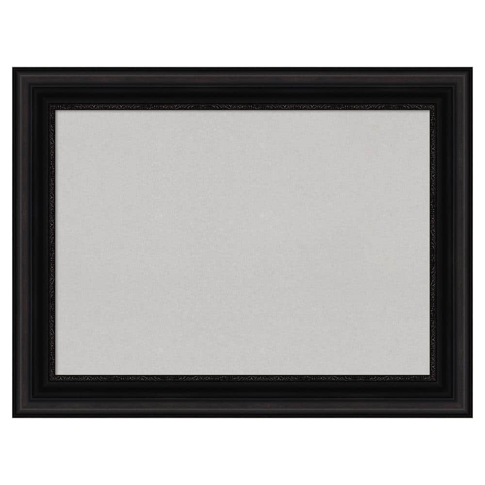 Amanti Art Parlor Black Framed Grey Corkboard 34 in. x 26 in Bulletin