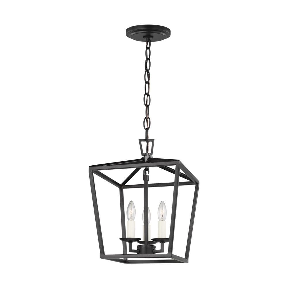 Midnight Black Mini Lantern Pendant with Candelabra Torpedo Bulbs