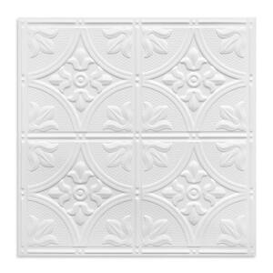 White PVC 2 ft. x 2 ft. Traditional Embossing Pattern Drop in Ceiling Tile (48 sq.ft./case)