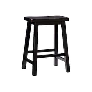 Darby Black Wood Backless Counter Stool with Solid Wood Seat