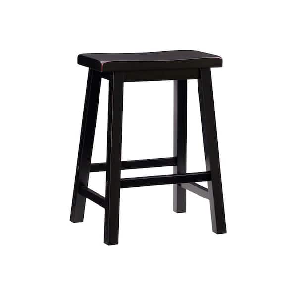Powell Company Darby Black Wood Backless Counter Stool with Solid Wood Seat