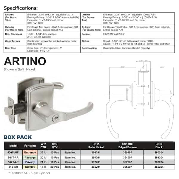 Kira Satin Nickel Passage Hall/Closet Door Handle Door Lock