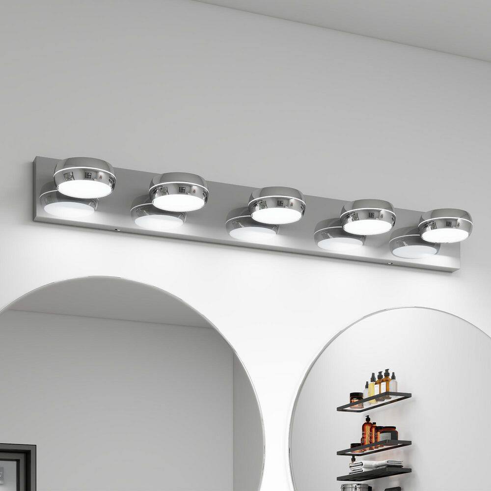 5-Light LED Bathroom Chrome Vanity Light Wall Sconces, Modern Chrome Fixture for Mirror, Makeup Lighting price history on PriceWatchPro