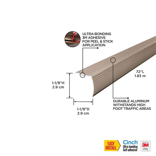 72" SATIN NICKEL ALUMINUM FLUTE CINCH STAIR EDGING