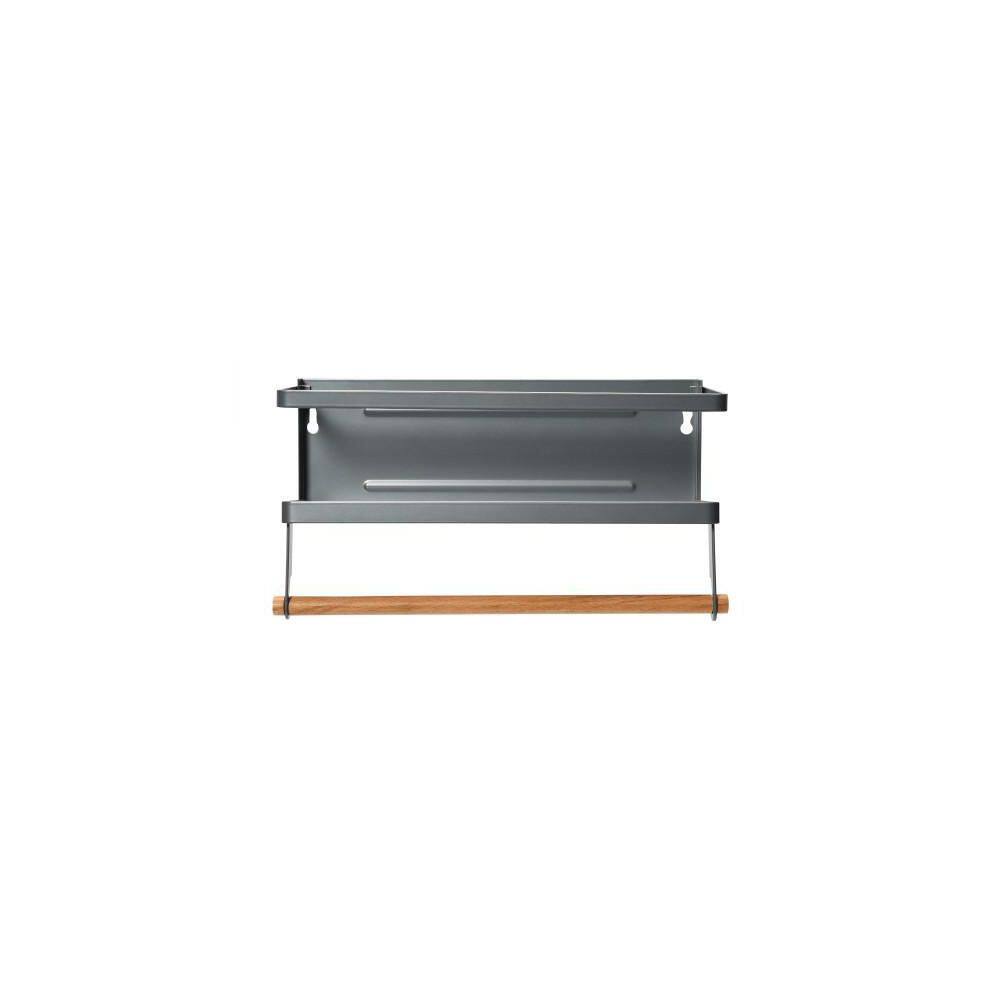 Gray Metal Magnetic Spice Rack with Paper Towel Holder