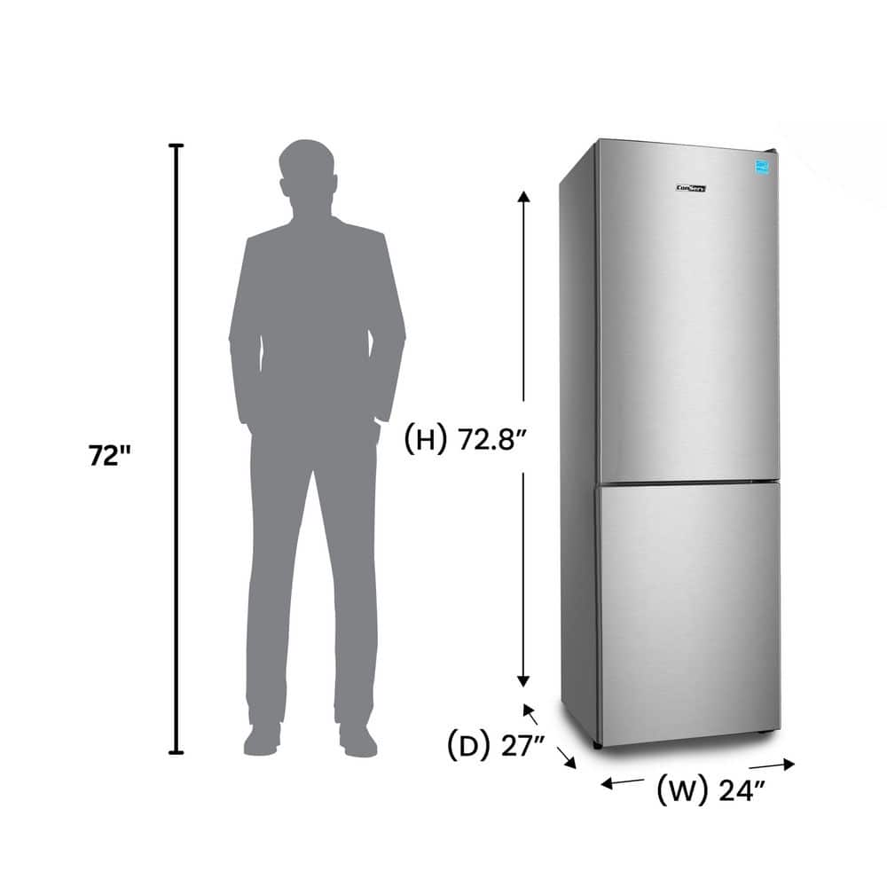 EcoSlim 11.5 cu.ft Stainless Steel Bottom Freezer Refrigerator with Wine Rack