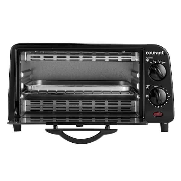 COMFEE' 4 Slice Small Toaster Oven Countertop, Retro Compact Design,  Multi-Function with 30-Minute Timer, Bake, Broil, Toast, 1000 Watts, 2-Rack