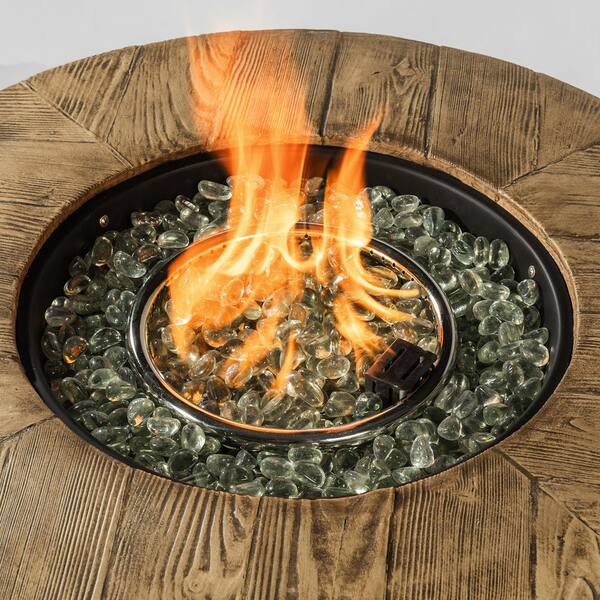 Black 2 in 1 30 in. Round Propane Fire Pit Table, 40,000 BTU Steel