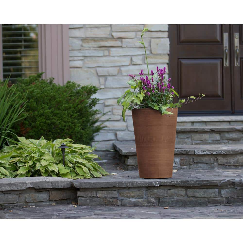 Valencia Tall Terracotta Composite Resin Planter with Elevated Shelf