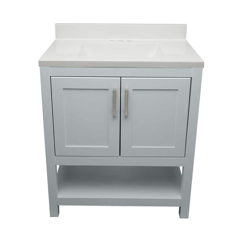 Ella Taos 31 in. W x 22 in. D x 36 in. H Bath Vanity in Gray with White ...