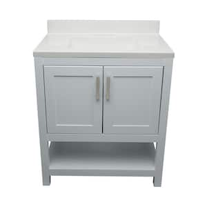 Taos 31 in. W x 22 in. D x 36 in. H Bath Vanity in Gray with White Cultured Marble Top