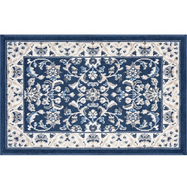 Madison Floral Dark Blue 2 ft. x 3 ft. Indoor Area Rug