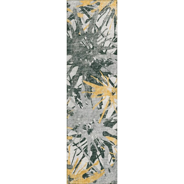 Addison Rugs Bravado Gold 2 ft. 3 in. x 7 ft. 6 in. Geometric Indoor/Outdoor Washable Area Rug